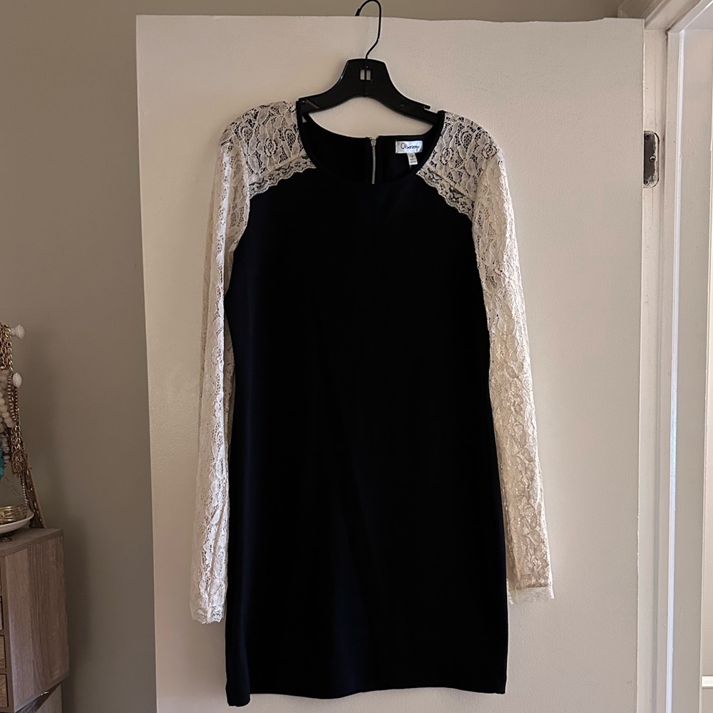 Black lace sleeve dress